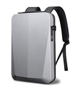 Stylish Hard Shell Anti-Theft Backpack with USB Charging Port - Silver