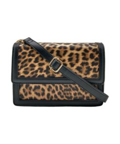 Stylish Leopard Print Crossbody Handbag with 2 Straps