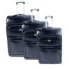 Stylish Luggage Bag Set of 3 PU Leather Travel Suitcases - Black