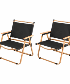 Stylish Medium Wood Foldable Camping Chair-Nihao - Black