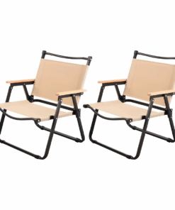 Stylish Medium Wood Foldable Camping Chair-Nihao - Gold