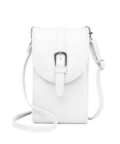 Stylish Mini Buckle Decor Croc Embossed Crossbody Bag - White