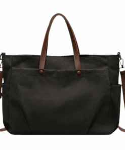 Stylish Multi-Functional Canvas Carryall Bag - Black