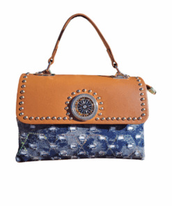 Stylish PU Leather and Jeans Handbag