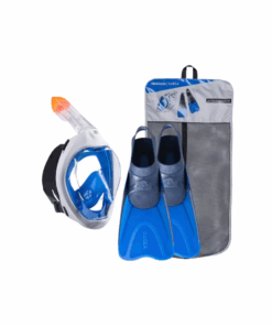 Subea Adults' Snorkelling Kit Easybreath 500 Mask Fins - Blue - UK 5.5