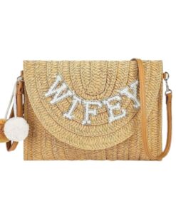 Summer Straw Wifey Beach Bag Bride Wedding Honeymoon Wallet Purse Quality