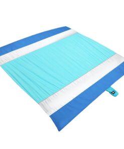 Sun Ninja Beach and Picnic Blanket - Dark Blue, turquoise and white
