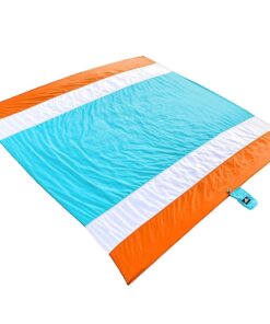 Sun Ninja Beach and Picnic Blanket - Orange, turquoise and white