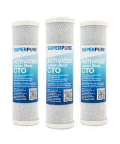 SUPERPURE 10 inch Slimline Activated Carbon Block CTO Water Filter (3-Pack)