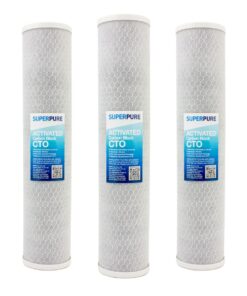SUPERPURE 20 inch Big Blue Activated Carbon Block CTO Water Filter (3-Pack)