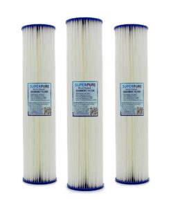 SUPERPURE 20 inch Big Blue Pleated Sediment Filter Cartridge (3-Pack)