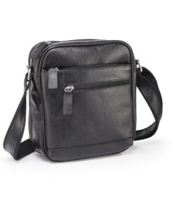 Supreme Leather Genuine Leather Unisex Messenger Bag - Black