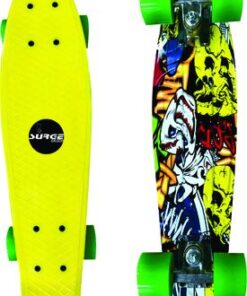 Surge Manic Icon Skateboard - Black Cruiser - Yellow