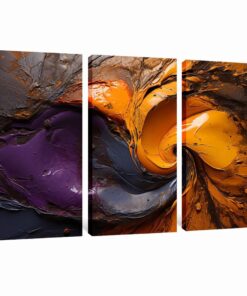 Swirl Orange Purple Golf 3 Piece Abstract Canvas Wall Art Deco