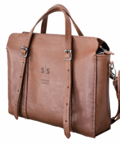 Swish and Swank - Leather Ladies Briefcase - Warm Tan
