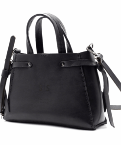 Swish and Swank - Small Ruby Leather Handbag - Black