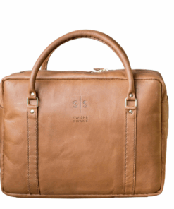 Swish & Swank Boaz Leather Briefcase - Tan