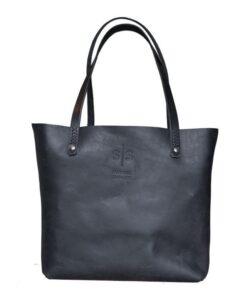 Swish & Swank Eve Black Leather Tote Bag
