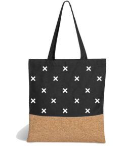 Swiss Cross X Design Black Cotton & Cork Eco Tote Bag