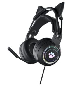 SY-G25 - Wired Cat Ear Headphones With Rainbow LED Lights - Black
