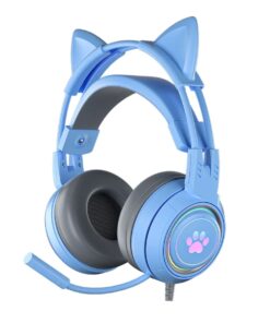 SY-G25 - Wired Cat Ear Headphones With Rainbow LED Lights - Blue