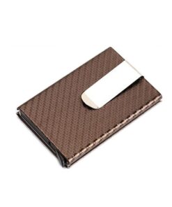 T4U Pop-Up Card Holder with RFID Protection - Brown Carbon Finish
