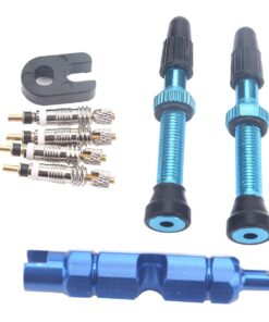 T4U Tubeless Valve Set with Tools and 4 Cores (40mm) - Blue