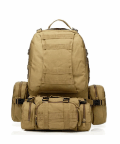 Tactical Backpack with 3 Molle Bags (55L) - Khaki