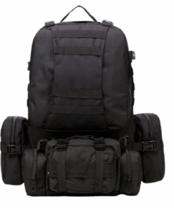Tactical Backpack with 3 Molle Bags - Black (55l) - Black