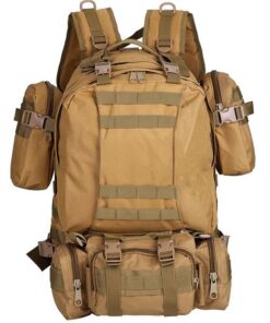 Tactical Backpack with 3 Molle Bags - Khaki (55l)