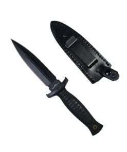 Tactical Boot Knife with Clip-on Leather Sheath