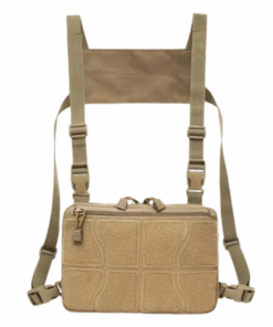 Tactical Chest Rig Pouch with Harness Pockets and Chest Strap Holder Vest - Brown