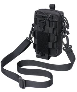 Tactical EDC Belt Pouch Molle Bag Organizer with Shoulder Strap - Black
