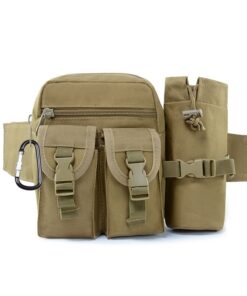 Tactical Fanny Pack Waterproof Utility Bag with Water Bottle Holder - Khaki