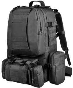 Tactical Military Backpack - 3 Molle Bags - Black