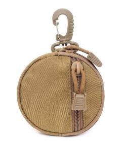 Tactical Molle Pouch EDC Key Coin Bag with Hook for Hunting - Tan
