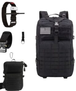 Tactical Outdoor Backpack with Accessories for Sports Camping or Hiking - Black