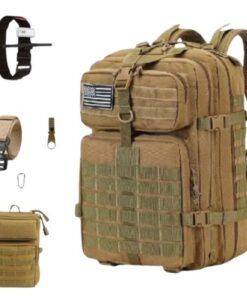 Tactical Outdoor Backpack with Accessories for Sports Camping or Hiking - Khakhi