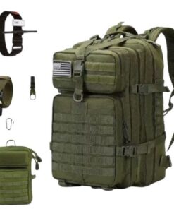 Tactical Outdoor Backpack with Accessories for Sports Camping or Hiking - Military green