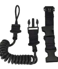 Tactical Pistol Lanyard Handgun Elastic Sling Anti-lost Hanging Buckle Rope - Black