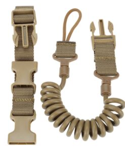 Tactical Pistol Lanyard Handgun Elastic Sling Anti-lost Hanging Buckle Rope - Khaki