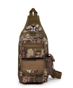 Tactical Sling Bag with Pistol Holster - Black - Multi camo