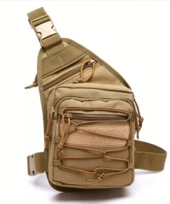 Tactical Sling Shoulder Bag With Pistol Holster - Khaki