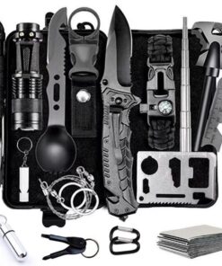 Tactical Survival Multi-Function Kit,16 in 1 Black