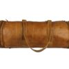 Tan Leather Cylinder Duffel Bag