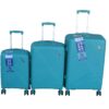 Teal Blue Polypropylene Luggage Set - 3 PCS, Hard Shell with Spinner Wheels