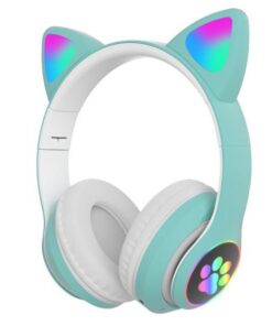 Techme VZV-23M LED Cat Ear Wireless Bluetooth 5.0 Kids Headphones - Teal