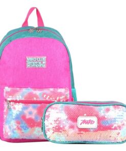 Teenage Girls Set 2 in 1 With Penncil Case Glitter Sequin Backpack - Green