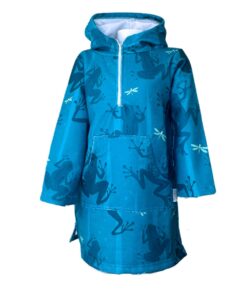 Teens Hooded Towel Swim Poncho Frogs Print - L