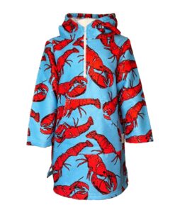 Teens Hooded Towel Swim Poncho Lobster Print - L